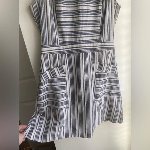 Altar’d Stare Linen Cotton Blend Striped Sleeveless Dress Blue White Size Small - Picture 3 of 7